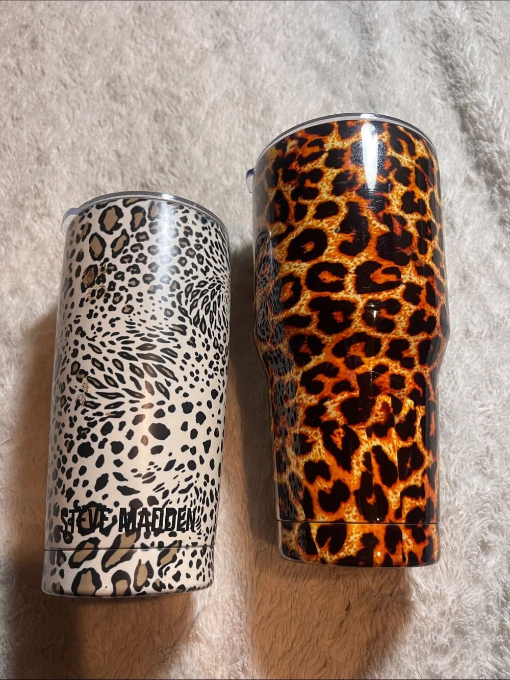 Leopard Print Insulated Tumblers - Brown and White